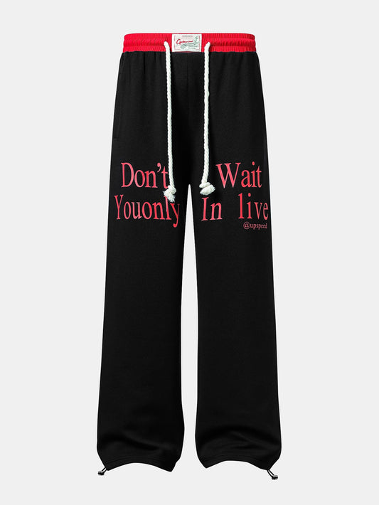 Slogan Print Straight Leg Baggy Sweatpants